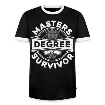 Masters Degree Survivor Student Master Graduation - Men's Ringer Shirt - black/white - Front - AI Model Female 172 light (172cm) & AI Model Male 178 light (178cm)