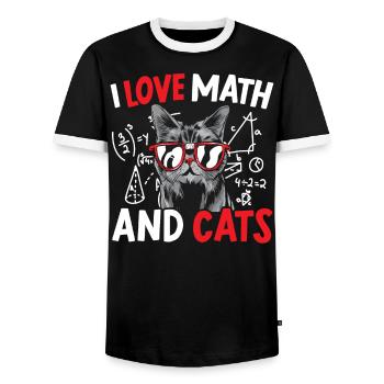 I Love Math And Cats Mathematics Teacher - Men's Ringer Shirt - black/white - Front - AI Model Female 172 light (172cm) & AI Model Male 178 light (178cm)