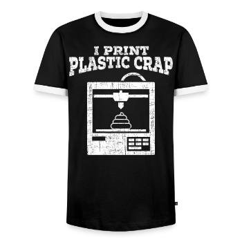 I Prints Plastic Manure 3D Printing Printer - Men's Ringer Shirt - black/white - Front - AI Model Female 172 light (172cm) & AI Model Male 178 light (178cm)