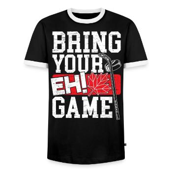 Bringen Sie Ihr EH-Spiel Mit Kanada Eishockey - Männer Kontrast-T-Shirt - Schwarz/Weiß - Vorne - AI Model Female 172 light (172cm) & AI Model Male 178 light (178cm)