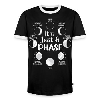 It Is Only One Phase Moon Cycle Phases Of The Moon - Men's Ringer Shirt - black/white - Front - AI Model Female 172 light (172cm) & AI Model Male 178 light (178cm)