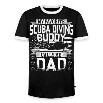 Mon compagnon de plongée préféré Appelle-moi Papa Plongeur - T-shirt contrasté Homme - noir/blanc - Devant - AI Model Female 172 light (172cm) & AI Model Male 178 light (178cm)