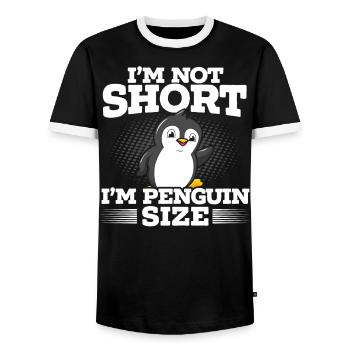 I'm Not Small, I'm Penguin Size - Men's Ringer Shirt - black/white - Front - AI Model Female 172 light (172cm) & AI Model Male 178 light (178cm)