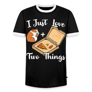J’aime Seulement Deux choses Cobayes Et Pizza - T-shirt contrasté Homme - noir/blanc - Devant - AI Model Female 172 light (172cm) & AI Model Male 178 light (178cm)
