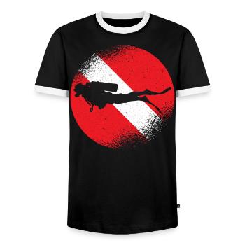 Taucherflagge Taucher Tauchen Rettungstaucher - Männer Kontrast-T-Shirt - Schwarz/Weiß - Vorne - AI Model Female 172 light (172cm) & AI Model Male 178 light (178cm)