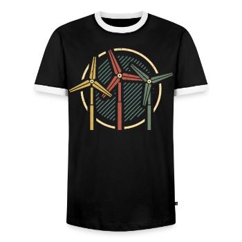 Windenergieanlagen Techniker Erneuerbare Energie - Männer Kontrast-T-Shirt - Schwarz/Weiß - Vorne - AI Model Female 172 light (172cm) & AI Model Male 178 light (178cm)