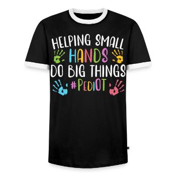 Occupational therapy help small hands do big things - Men's Ringer Shirt - black/white - Front - AI Model Female 172 light (172cm) & AI Model Male 178 light (178cm)