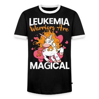 Leukemia Warriors Are Magic Unicorn - Men's Ringer Shirt - black/white - Front - AI Model Female 172 light (172cm) & AI Model Male 178 light (178cm)