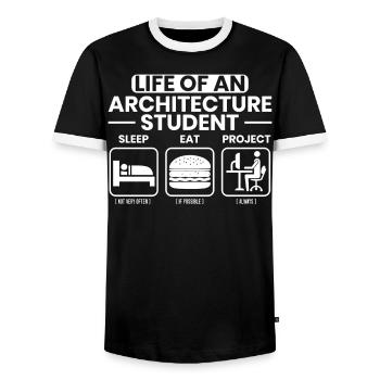 Life of an Architecture Student Architect - Men's Ringer Shirt - black/white - Front - AI Model Female 172 light (172cm) & AI Model Male 178 light (178cm)
