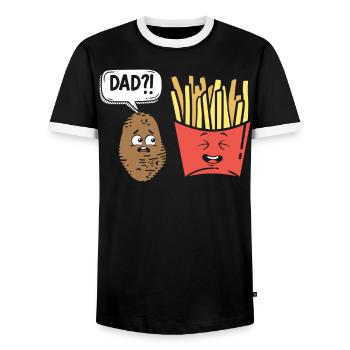 Papa Kartoffel Witz Pommes Frites Vegan - Männer Kontrast-T-Shirt - Schwarz/Weiß - Vorne - AI Model Female 172 light (172cm) & AI Model Male 178 light (178cm)