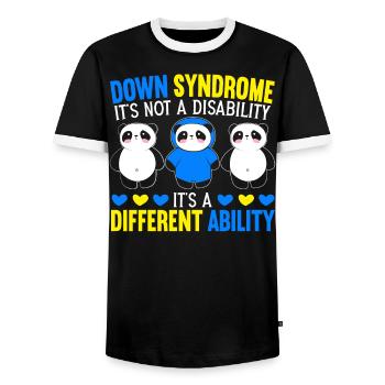Down Syndrom Ist Eine Andere Fähigkeit - Männer Kontrast-T-Shirt - Schwarz/Weiß - Vorne - AI Model Female 172 light (172cm) & AI Model Male 178 light (178cm)