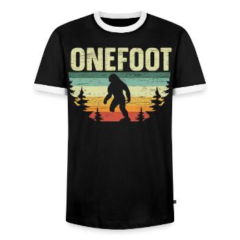 Un pied De Bigfoot Amputé prothèse - T-shirt contrasté Homme - noir/blanc - Devant - AI Model Female 172 light (172cm) & AI Model Male 178 light (178cm)