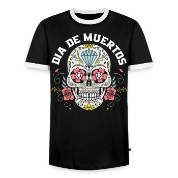 Dia De Los Muertos Crâne Sugar Mexicain - T-shirt contrasté Homme - noir/blanc - Devant - AI Model Female 172 light (172cm) & AI Model Male 178 light (178cm)