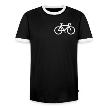 Fahrradfahrer Radfahrer Fahrradliebhaber Biker - Männer Kontrast-T-Shirt - Schwarz/Weiß - Vorne - AI Model Female 172 light (172cm) & AI Model Male 178 light (178cm)