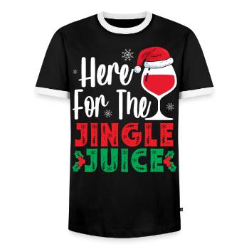 Hier Für Den Jingle Juice Wein Liebhaber Christmas - Männer Kontrast-T-Shirt - Schwarz/Weiß - Vorne - AI Model Female 172 light (172cm) & AI Model Male 178 light (178cm)