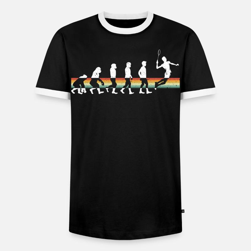 Badminton Evolution Badmintonspieler - Männer Kontrast-T-Shirt - Schwarz/Weiß