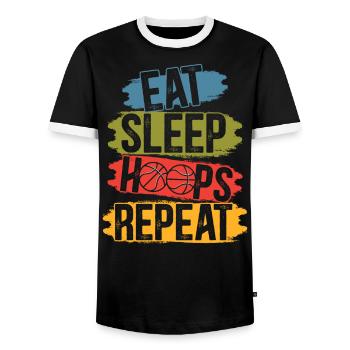 Mangez des cerceaux de sommeil Répéter Le basketteur Joueur de basket-ball - T-shirt contrasté Homme - noir/blanc - Devant - AI Model Female 172 light (172cm) & AI Model Male 178 light (178cm)
