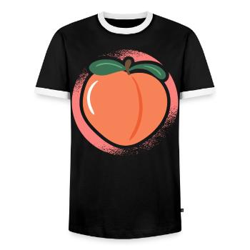 Pfirsich Frucht Vegan Vegetarisch Gesund - Männer Kontrast-T-Shirt - Schwarz/Weiß - Vorne - AI Model Female 172 light (172cm) & AI Model Male 178 light (178cm)