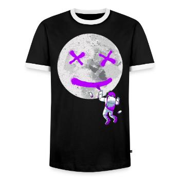 Graffiti Astronaut Street Art - Men's Ringer Shirt - black/white - Front - AI Model Female 172 light (172cm) & AI Model Male 178 light (178cm)