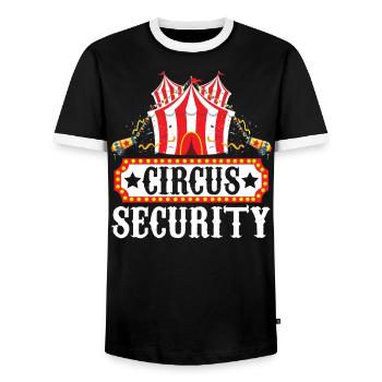 Cirque Sécurité Cirque Événement Carnaval - T-shirt contrasté Homme - noir/blanc - Devant - AI Model Female 172 light (172cm) & AI Model Male 178 light (178cm)