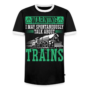 May Spontaneously Talk About Trains Lokführer - Männer Kontrast-T-Shirt - Schwarz/Weiß - Vorne - AI Model Female 172 light (172cm) & AI Model Male 178 light (178cm)