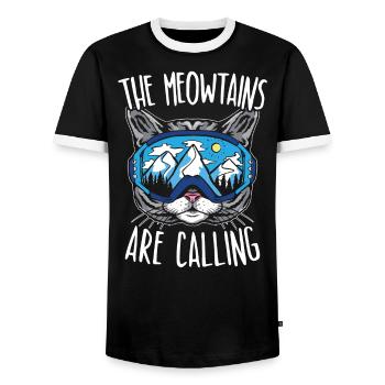 Die Meowtains Rufen Snowboard Snowboarder - Männer Kontrast-T-Shirt - Schwarz/Weiß - Vorne - AI Model Female 172 light (172cm) & AI Model Male 178 light (178cm)