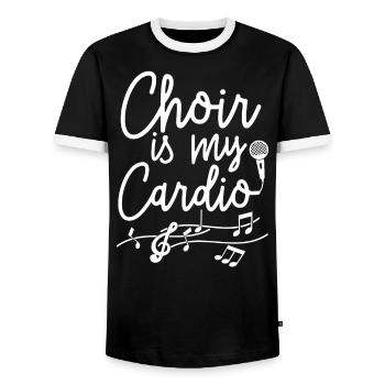 Choir is my cardio choir singer church singer - Men's Ringer Shirt - black/white - Front - AI Model Female 172 light (172cm) & AI Model Male 178 light (178cm)