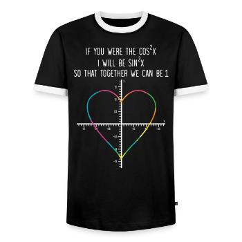 Professeur de mathématiques Étudiant mathématicien Saint-Valentin - T-shirt contrasté Homme - noir/blanc - Devant - AI Model Female 172 light (172cm) & AI Model Male 178 light (178cm)