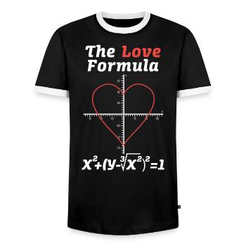 Le professeur de mathématiques Love Formula Saint-Valentin - T-shirt contrasté Homme - noir/blanc - Devant - AI Model Female 172 light (172cm) & AI Model Male 178 light (178cm)