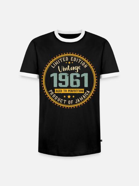 Vintage 1961 verjaardagscadeau 1961 - Mannen contrastshirt - zwart/wit