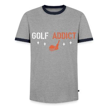 Golf-Süchtige - Männer Kontrast-T-Shirt - Grau/Navy  - Vorne - AI Model Female 172 light (172cm) & AI Model Male 178 light (178cm)