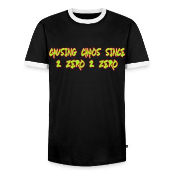 Causer le chaos depuis 2020 Dicton amusant - T-shirt contrasté Homme - noir/blanc - Devant - AI Model Female 172 light (172cm) & AI Model Male 178 light (178cm)