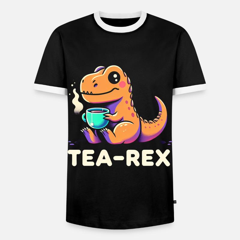 TEA-REX - Dinosaur Tea - Men's Ringer Shirt - black/white