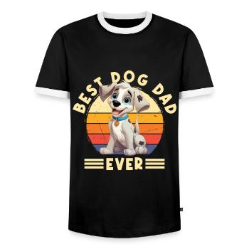Chien Meilleur chien papa de tous les temps Meilleur chien papa père - T-shirt contrasté Homme - noir/blanc - Devant - AI Model Female 172 light (172cm) & AI Model Male 178 light (178cm)