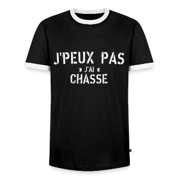 J peux pas j ai Chasse - T-shirt contrasté Homme - noir/blanc - Devant - AI Model Female 172 light (172cm) & AI Model Male 178 light (178cm)