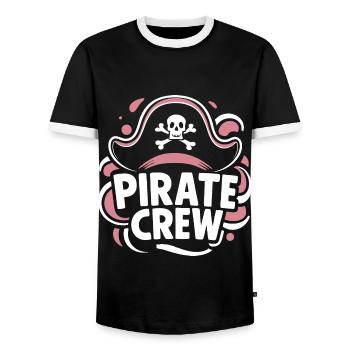 Pirat Piraten Fasching Halloween - Männer Kontrast-T-Shirt - Schwarz/Weiß - Vorne - AI Model Female 172 light (172cm) & AI Model Male 178 light (178cm)