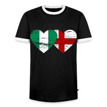 Nigeria Angleterre Drapeau Coeur Utilisé - T-shirt contrasté Homme - noir/blanc - Devant - AI Model Female 172 light (172cm) & AI Model Male 178 light (178cm)