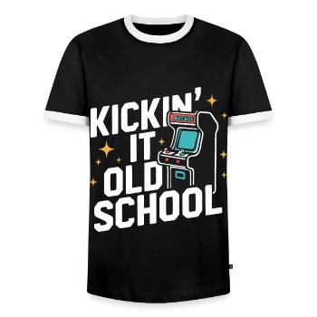 Arcade Arcade Slot Machine Gamer Gaming - Men's Ringer Shirt - black/white - Front - AI Model Female 172 light (172cm) & AI Model Male 178 light (178cm)