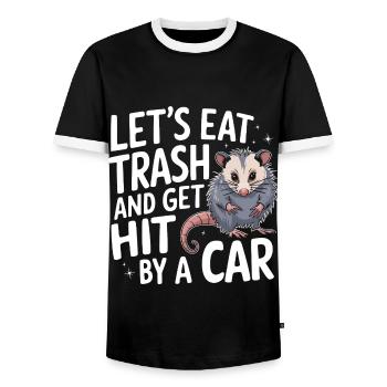 Opossum Possum Animal - Men's Ringer Shirt - black/white - Front - AI Model Female 172 light (172cm) & AI Model Male 178 light (178cm)