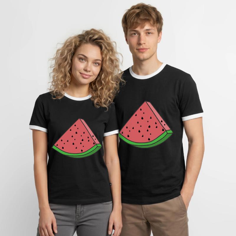 Pastèque Pastèque Pièces de pastèque T-shirt contrasté Homme