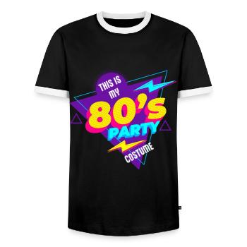 Années 80| Costume | Couleurs vives| Génération Y| Humour - T-shirt contrasté Homme - noir/blanc - Devant - AI Model Female 172 light (172cm) & AI Model Male 178 light (178cm)