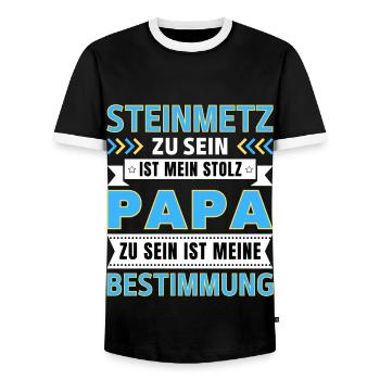 Steinmetz zu sein ist mein Stolz; Papa Geschenk - Männer Kontrast-T-Shirt - Schwarz/Weiß - Vorne - AI Model Female 172 light (172cm) & AI Model Male 178 light (178cm)