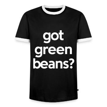 Grüne Bohnen - Männer Kontrast-T-Shirt - Schwarz/Weiß - Vorne - AI Model Female 172 light (172cm) & AI Model Male 178 light (178cm)