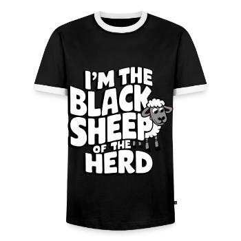 Sheep Sheep Farmer Lamb Farmer - Men's Ringer Shirt - black/white - Front - AI Model Female 172 light (172cm) & AI Model Male 178 light (178cm)