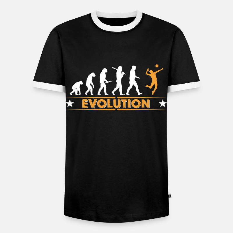 Volleyball Evolution - orange/weiss - Männer Kontrast-T-Shirt - Schwarz/Weiß