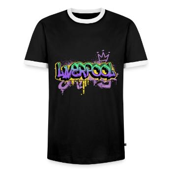 Liverpool Angleterre UK City Graffiti Spray Sprayer - T-shirt contrasté Homme - noir/blanc - Devant - AI Model Female 172 light (172cm) & AI Model Male 178 light (178cm)