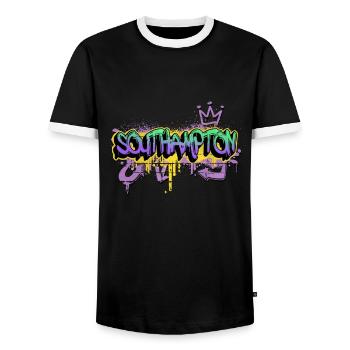 Southampton England Stadt Graffiti Spray Sprayer - Männer Kontrast-T-Shirt - Schwarz/Weiß - Vorne - AI Model Female 172 light (172cm) & AI Model Male 178 light (178cm)