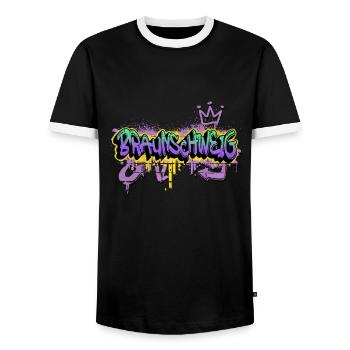 Braunschweig Deutschland Stadt Graffiti Sprayer - Männer Kontrast-T-Shirt - Schwarz/Weiß - Vorne - AI Model Female 172 light (172cm) & AI Model Male 178 light (178cm)