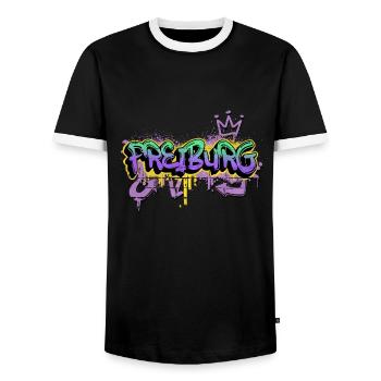 Freiburg Allemagne City Graffiti Spray Sprayer - T-shirt contrasté Homme - noir/blanc - Devant - AI Model Female 172 light (172cm) & AI Model Male 178 light (178cm)
