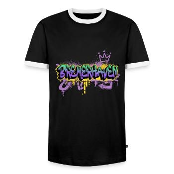 Bremerhaven Allemagne Graffiti Spray Spray Spray - T-shirt contrasté Homme - noir/blanc - Devant - AI Model Female 172 light (172cm) & AI Model Male 178 light (178cm)